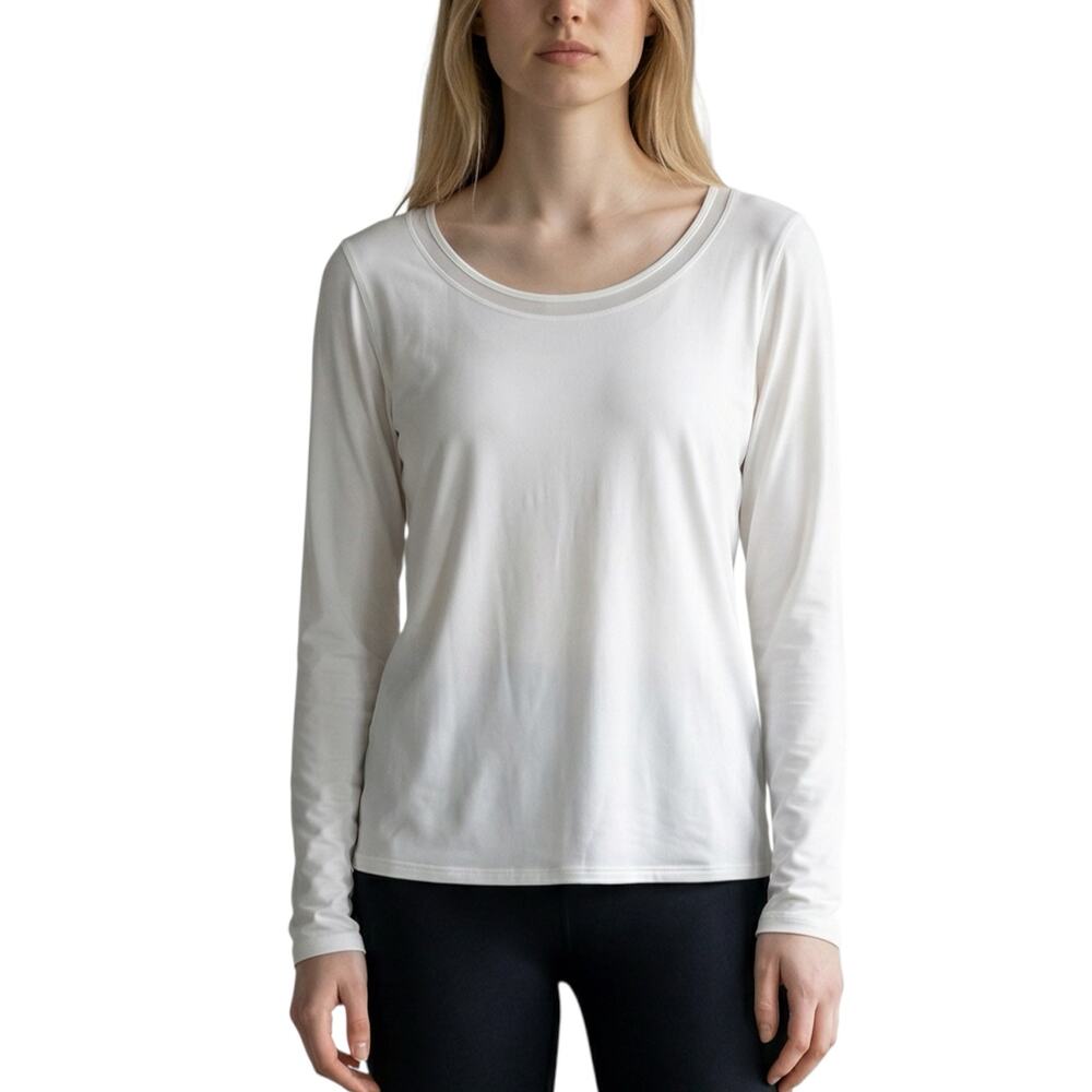 Lululemon Mix Mesh Long Sleeve Top White Athletic Stretch Size 12